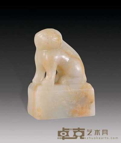 清 玉兽印章 高6cm